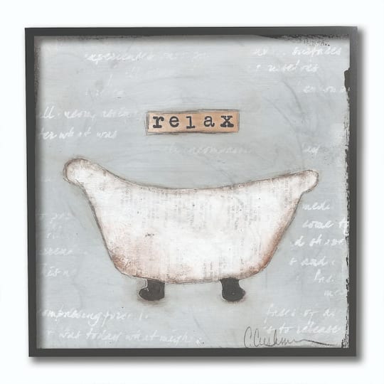 Stupell Industries Relax Bathtub Pastels Bath Framed Wall Art